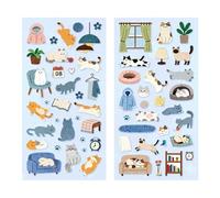 Autocollant de dessin animé chaton animal scrapbooking décoratif pour journal bloc-notes couverture téléphone ordinateur portable guitare décoration cadeau