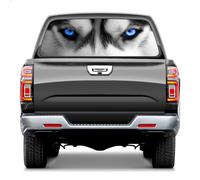 Autocollant de fenêtre arrière de camion, décor graphique en vinyle, chien Husky, yeux bleus, autocollants de fenêtre de voiture de 65*22 pouces, Film de fenêtre en vinyle perforé for fenêtre arrière