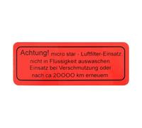 Autocollant de filtre à air pour Porsche 356 B et C (1960-1965)