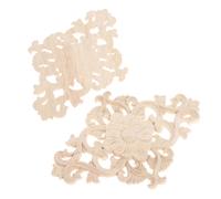 Autocollant De Fleur Centrale En Bois Sculpté 21x15cm, 2/1 Pièces, Applique Sur Meuble, Pour Armoire, Commode, Porte Murale, Plafond De Garde-Robe