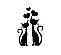 Autocollant de fond amovible, 2 chats Love Pattern Sticker Wall Sticker Creative Art Stickers Autocortives Autochtones pour la décoration de la maison pour la chambre
