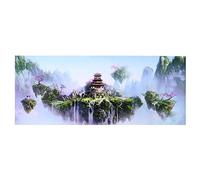 Autocollant de fond pour aquarium - Décoration en PVC - Motif château - Image de paysage - Poster de fond - Papier de décoration (61 x 30 cm)