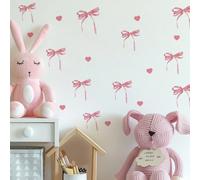 Autocollant de garde-robe créatif avec nœud papillon rose à coller librement, décalcomanie murale de chambre de fille avec image de cœur Animal,HalloweenPolychlorures de vinyle