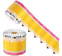 Autocollant De Garniture Bordure Crayon Longueur 59 Pieds Pour Tableau D'affichage Tableau D'affichage Décoration Fête Autocollant Crayon Dessin Animé Double Face