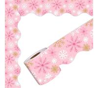 Autocollant De Garniture Bordure Flocons Neige Longueur 65 Pieds Pour Tableau D'affichage Tableau D'affichage Décoration Noël Autocollant Bordure Noël Flocon