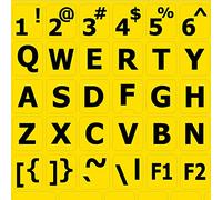 Autocollant de grandes lettres (en majuscules) avec fond jaune pour clavier anglais US, pour PC de bureau, ordinateur portable et ordinateur bloc-notes