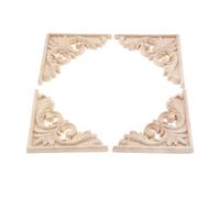 Autocollant De Meuble Sculpté En Bois Non Peint, 4/1 Pièces, Applique D'angle Sur Cadre 11x11cm, Décoration Murale De Porte De Maison