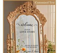 Autocollant de miroir personnalisé pour mariage - Bienvenue dans notre histoire d'amour Panneau de mariage Décalcomanie de miroir personnalisable - Taille personnalisable Décalcomanie de panneau Vinyl