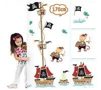 Autocollant de mur de bateau de pirate. Tableau de croissance de bateau de pirate, autocollant de mur de taille de bateau de pirate. Bateau pirate de décoration murale.