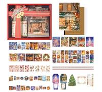 Autocollant de Noël - 79 - Autocollant de Noël | Coffret cadeau d'autocollant de Noëll, artisanale avec des notes d'adhésif pour cahiers et collection d'albums