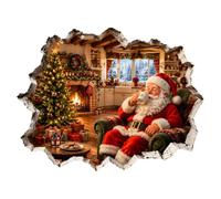 Autocollant De Noël Mural Cassé Du Père Noël, Autocollant D'illusion D' | Effet Père Noël Mural Cassé 3D Réaliste, Vinyle PVC Amovible À Décoller Et À Coller, Décoration De Vacances Conviviale Pour M