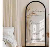 Autocollant De Panneau De Fenêtre Miroir Avec Noms Personnalisables, Autocollants De Panneau De Bienvenue Avec Nom Personnalisé, Avec Panneau De Mariage Bienvenue Mariage Avec Le Marié Mariées(57x88cm