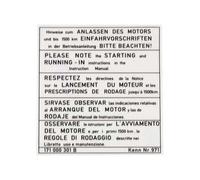 Autocollant de pare-brise pour respect du démarrage et rodage moteur