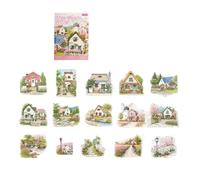 Autocollant de paysage urbain rétro, autocollant d'architecture PET étanche pour Scrapbooking, Journal, carnet de notes, chambre d'enfant, Art PET Sticker