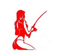 Autocollant de pêche Sexy for Fille, Seau, Magasin d'articles de pêche, hameçon, Aquarium, Bateau, boîte, Autocollant drôle en Vinyle for Voiture(Red,15cm x 12.7cm)