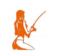 Autocollant de pêche Sexy for Fille, Seau, Magasin d'articles de pêche, hameçon, Aquarium, Bateau, boîte, Autocollant drôle en Vinyle for Voiture(Orange,25cm x 21cm)