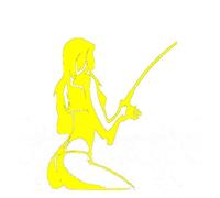 Autocollant de pêche Sexy for Fille, Seau, Magasin d'articles de pêche, hameçon, Aquarium, Bateau, boîte, Autocollant drôle en Vinyle for Voiture(Yellow,20cm x 16.9cm)