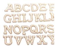 Autocollant De Perles De L'alphabet Anglais En Strass Doré, Patch De Broderie Mixte Avec Perles 3d, Pour Vêtements, Logo, À Faire Soi-Même