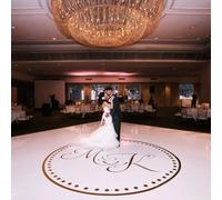 Autocollant de piste de danse de mariage, décoration de fête de banquet de mariage, monogramme, initiales personnalisées, lettre, autocollant mural en vinyle(L 100x100cm)