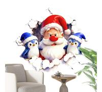 Autocollant de Porte « Père Noël » - Style Festif de Noël de Dessin animé Intrusion en Vinyle Facile à Appliquer, Amovible Art Mural Pour La Décoration De La Maison Hiver | Idéal Pour La Salle De