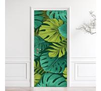 Autocollant de Porte Plantes Tropical 80x200 cm Feuilles de Monstera Papier Peint pour Chambre Salon Imperméable Stickers Porte, Autocollant Auto-Adhésif Vinyle Stickers Muraux