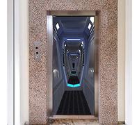 Autocollant De Porte Sticker 3D Autocollants De Porte De Couloir De Vaisseau Spatial 3D