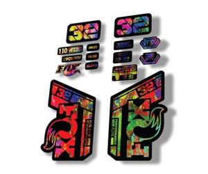 Autocollant de rechange pour fourche Fox 32 2021 Performance Elite Series Oil Slick (brillant)