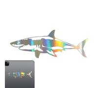 Autocollant de requin | Sticker mural animal de bande dessinée - Autocollant blanc décoratif imperméable pour les tasses d'ordinateurs portables de de camions de bicyclettes de voitures