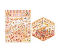 Autocollant De Scène Miniature Dessin Animé Paysage Miniature Amusant Pour Et Adultes Scrapbooking Journal Embellissement Artisanal Monde Jeu Créatif