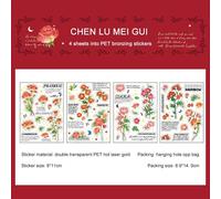 Autocollant De Scrapbooking Transparent En Pet, 4 Pièces, Lettre Autocollante Étanche, Vintage, Fleur Botanique, Bronzage, Matériel Pour Journal, Diy Bricolage