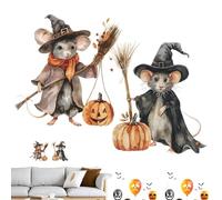 Autocollant de souris d'Halloween, autocollant mural de souris - Décalcomanie créative de souris d’Halloween,Décoration murale d'art d'halloween pour chambre d'enfant, autocollant de citrouille de bal