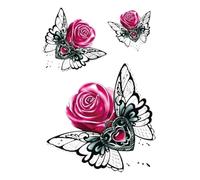 Autocollant de tatouage de bras de fleur de pivoine, 2 pièces, faux bras imperméable, demi-bras, sang Floral, Art corporel, faux tatouages pour femmes, nouveau(004)