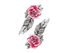 Autocollant de tatouage de bras de fleur de pivoine, 2 pièces, faux bras imperméable, demi-bras, sang Floral, Art corporel, faux tatouages pour femmes, nouveau(005)