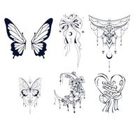 Autocollant De Tatouage De Jus D'Herbes Avec Pendentif Étoile Et Lune, Semi-Permanent, Durable, Imperméable, Ne Se Décolore Pas, Non Réfléchissant