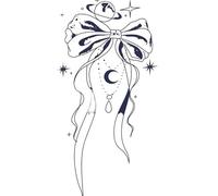 Autocollant De Tatouage De Jus D'Herbes Avec Pendentif Étoile Et Lune, Semi-Permanent, Longue Durée, Imperméable, Ne Se Décolore Pas, Couleur Non Réfléchissante