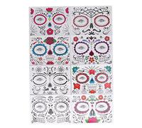 Autocollant de Tatouage de Maquillage de Visage D'halloween, 8 Feuilles, Transfert D'eau, Tatouage Temporaire de Visage, Ensemble de Décoration