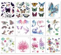 Autocollant De Tatouage De Petit Papillon À Paillettes Fraîches Imperméable De Licorne Dégradé Jetable 105 * 120mm A0089
