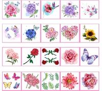 Autocollant De Tatouage De Petite Fleur Femelle 3D Couleur Autocollant De Tatouage Rose Lotus Tatouage Temporaire Fleur De Papillon