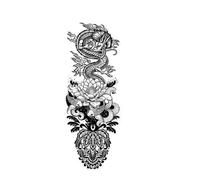 Autocollant de tatouage imperméable, dauphin, phare, vagues, squelette, Dragon, faux tatouage, bras, Art corporel, filles et hommes(004)