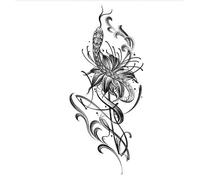 Autocollant de tatouage imperméable Dragon Lotus papillon femmes hommes tatouages bras dos Art corporel faux Tatoo (21 * 11.4 cm)(002)