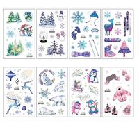 Autocollant De Tatouage Imperméable Mignon De Dessin Animé De Flocon De Neige De Noël