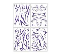 Autocollant de tatouage maquillage violet, groupe complet d'éclairs, imperméable, Art du visage(B)