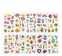 Autocollant De Tatouage Mexicain Du Jour Des Morts, Autocollant Temporaire De Mascarade Du Jour Des Morts, Crâne D'Horreur