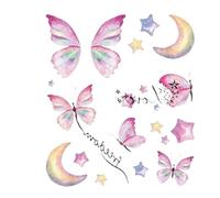 Autocollant de tatouage papillon, Mini décalcomanie for enfants, tatouages temporaires imperméables for visage à paillettes de Festival