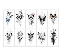 Autocollant De Tatouage Papillon, Simulation Féminine Sexy, Cicatrice Temporaire Couvrant La Clavicule Et Les Bras