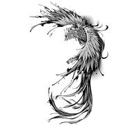 Autocollant De Tatouage Phoenix À Dos Complet, Imperméable, Simulation Longue Durée, Non Réfléchissant, Grande Image