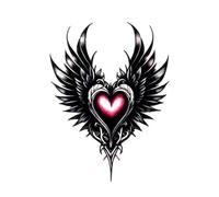 Autocollant De Tatouage Temporaire Ailes De Coeur Volant, Imperméable Et Durable