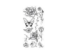 Autocollant de tatouage temporaire imperméable, 2 pièces, branche de fleur, Rose, lys, feuille de papillon, bras d'art corporel, faux tatouages pour femmes et hommes