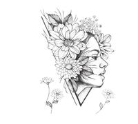 Autocollant de tatouage temporaire imperméable à l'eau motif de fleurs de Roses noires bras de fleur complet Art corporel grand grand faux autocollant de tatouage