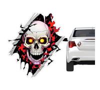 Autocollant de tête de squelette - autocollant créatif pour voiture crâne rouge sang autocollant pour changement de capot de porte personnalisé rayures corporelles créatives, autocollant de tête de